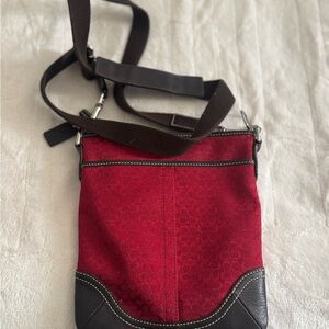 CoacRed and Brown Crossbody Bag